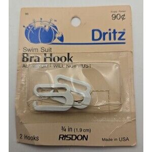 Swimsuit Bra Hook White  Aluminum 3/4" Wide 2 Hooks